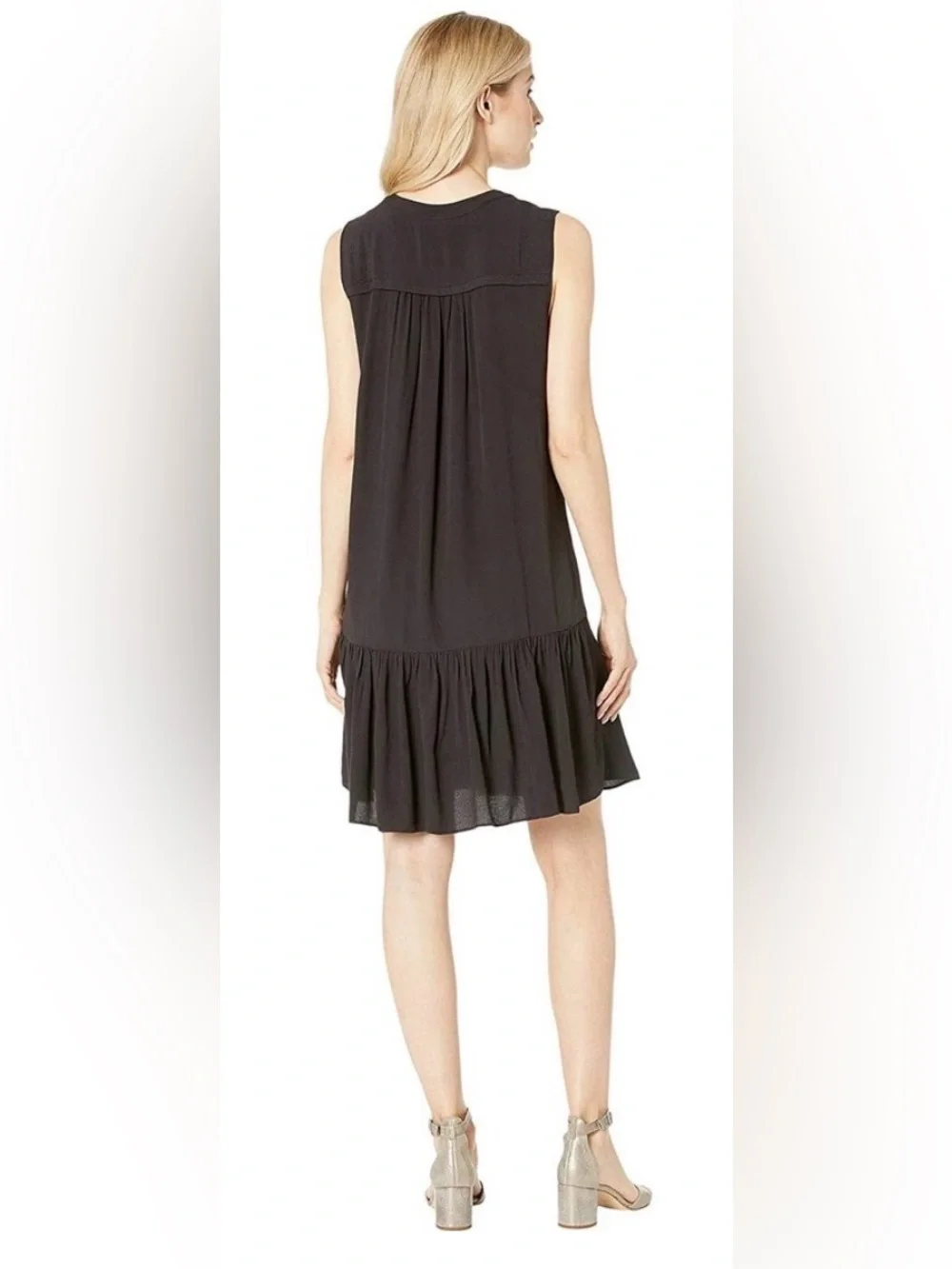 NWOT J Crew Ruffle hem Shift Dress Dark Brown. Size Medium.